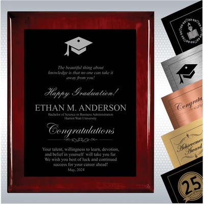 Rosewood Piano Plaque Graduation Gift (7" x 9")