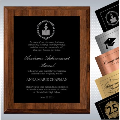 8" x 10"Cherry Finish Wood Personalized Academic Achievement Plaque Gift Award