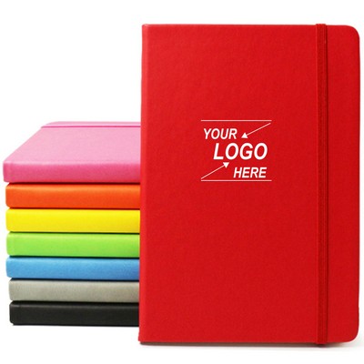 A5 Faux Leather Notebook w/Elastic Closing