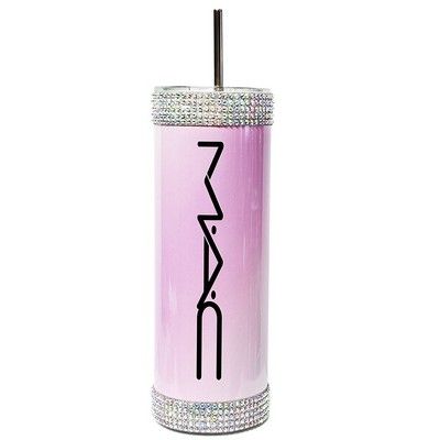 Sublimated Stainless Steel Tumbler with Rhinestone accents