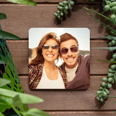 3.75" Square Cork Back Photo Coasters