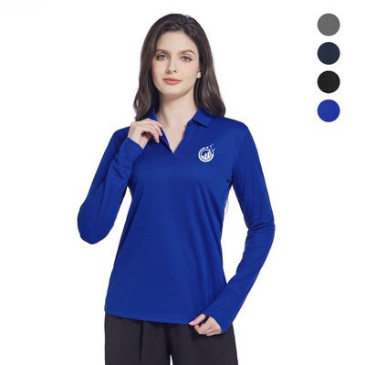 Ladies Sport Micro Pique Long Sleeve Polo Shirt