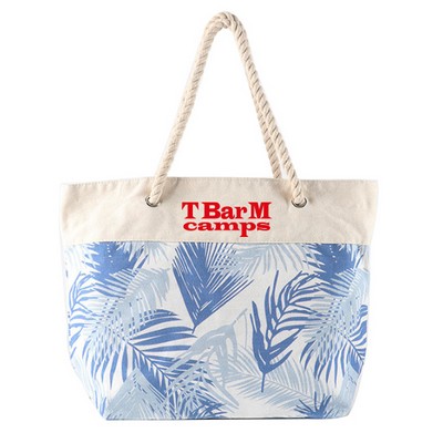 Cotton Canvas Shoulder Bag W/Cotton Rope