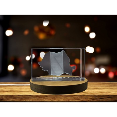Romania 3D Engraved Crystal Trophy Award w/LED Base Light