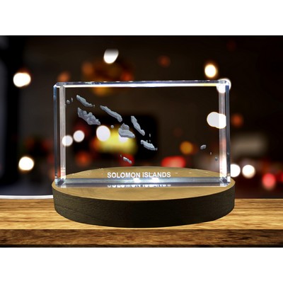 Solomon Islands 3D Engraved Crystal Trophy Award w/LED Base - Keepsake Gift