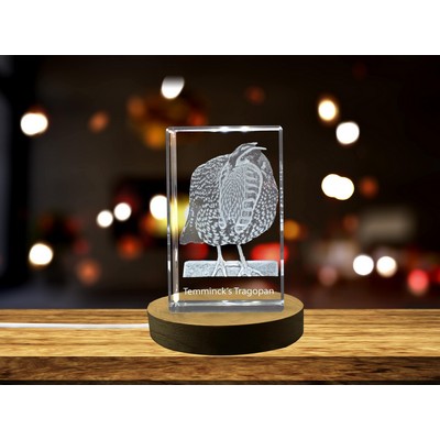 Temminck's Tragopan 3D Engraved Crystal Trophy Award