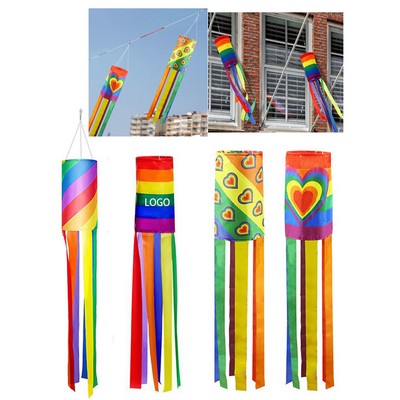 39" LGBT Pride Rainbow/Polyester Column Striped Windsock Flag