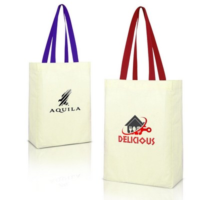 Colored Handle Grocery Tote Bag