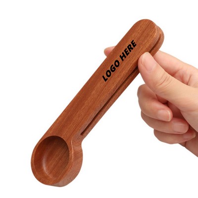 2 In 1 Wooden Coffee Scoop Bag Clip Beech Measuring Spoon