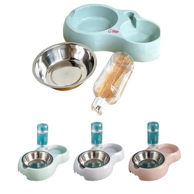 2" 1 Pet Feeder with Waterer Stainless Steel Rice Bowl