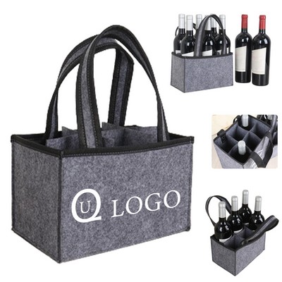 9.45 X 5.91 X 5.91" 6 Bottles Wine Felt Bag