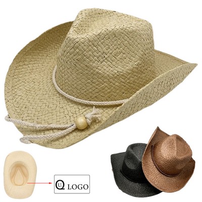 Unisex Cowboy Straw Hat Wide Brim