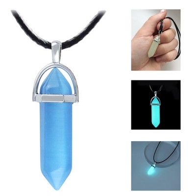 Luminous Fluorescent Hexagonal Moonstone Necklace