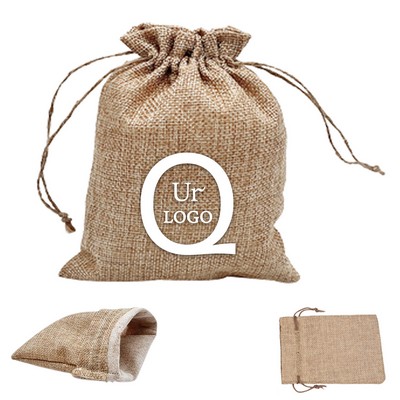 2.76 X 3.54" Mini Jute Drawstring Bag