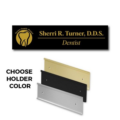 Black Name Plate And Wall Sign Holder-Black Plastic Etches To Gold - 2X10