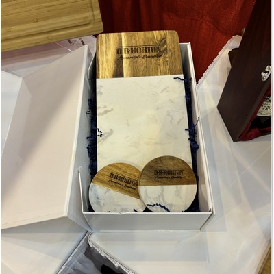 Custom Marble & Acacia Cutting Board & Coaster