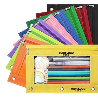 Pencil Pouch with 3-Ring Binder Holes for Easy Organization
