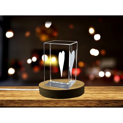 Heart Card Symbol 3D Engraved Crystal Trophy w/LED Base