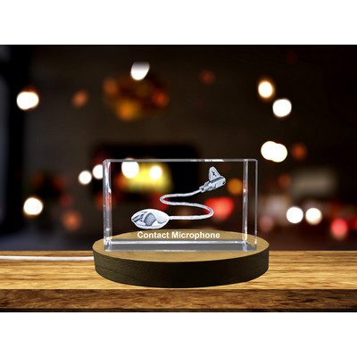 Engraved Crystal Microphone Trophy Award w/LED Base Display - Music Recognition