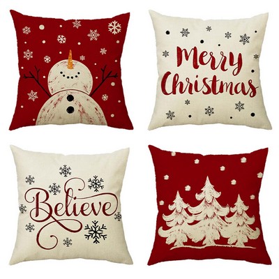 Christmas Linen Throw Pillow Covers 18x18"