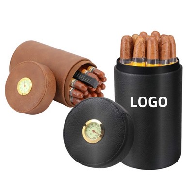 Portable Leather Travel Cigar Case Humidor Jar for Business