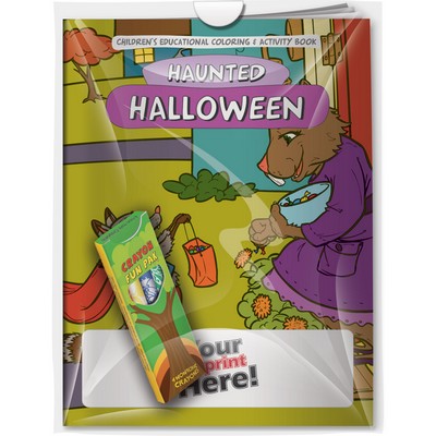 Combo Pack - "Halloween Haunted Holiday" Coloring Book & 4-Pack of Crayon in a Poly Bag