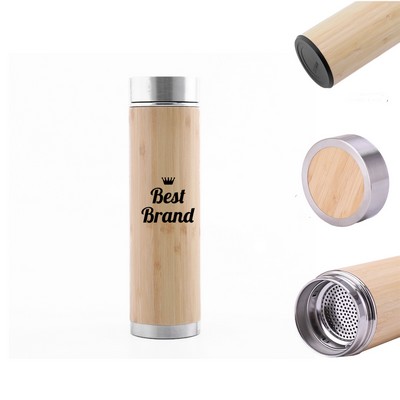 16 OZ Bamboo Tumbler with Strainer