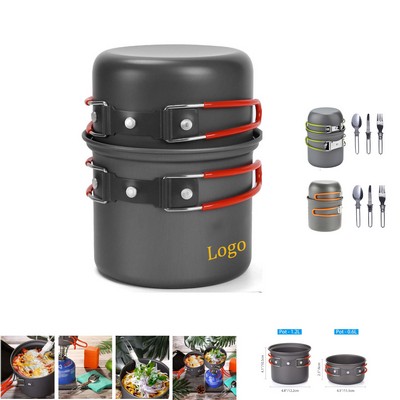 Camping Cookware Mess Kit with Lightweight Pot