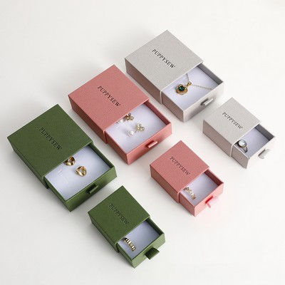 2.4" Lichee Pattern Gift Box Cardboard Jewelry Gift Box with Sponge Filled Proposal Ring Box