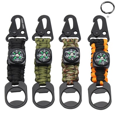 Handmade Survivor Rope Key Chain Compass with Bottle Opener