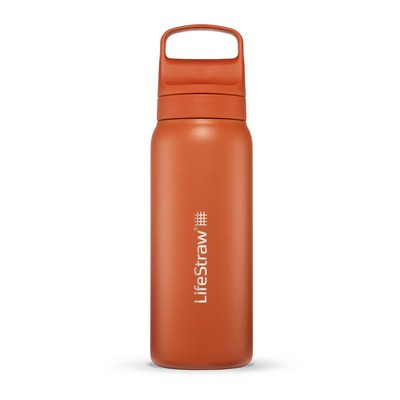 Lifestraw Go 24 Oz. Stainless Steel Filtered Water Bottle Kyoto Orange