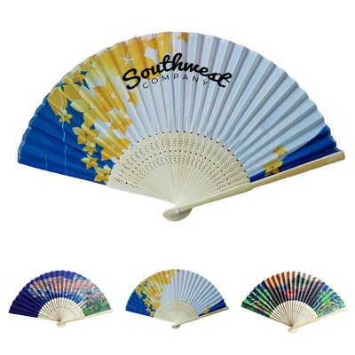 Fashionable Folding Hand Fan with Bamboo Rib