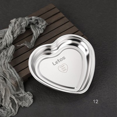 Stainless Steel Heart Shaped Large Size Plate Snack Eating Dish