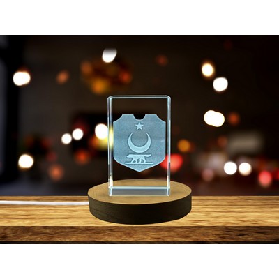 Turkey National Emblem 3D Laser Engraved Crystal Trophy Award w/LED Base