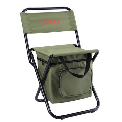 Oxford Cloth Folding Cooler Stool With Backrest