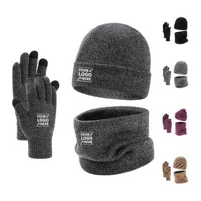Beanie Gloves Neck Warmer Set