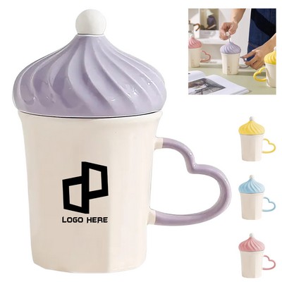 Ceramic Ice Cream Mug W/ Heart-Shaped Handle
