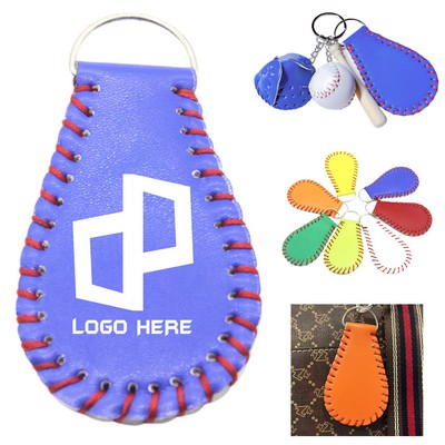 Mini Leather Baseball Pendant Keychains