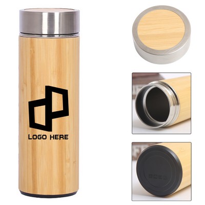 16Oz Vacuum Bamboo Bottle