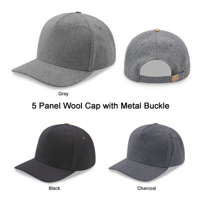 5 Panel Melton Wool Cap w/Metal Buckle