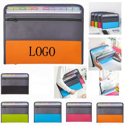 13-Grid A4 Zipper Accordion Bag For File Storage