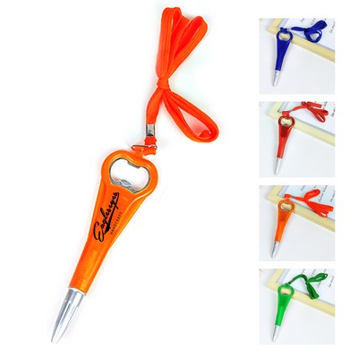 2" 1 Beer Bottle Opener Ballpoint Pen with Rope