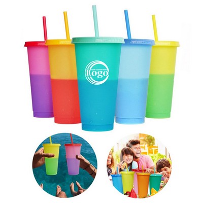 24OZ Mood Color Changing Cup With Lid And Straw