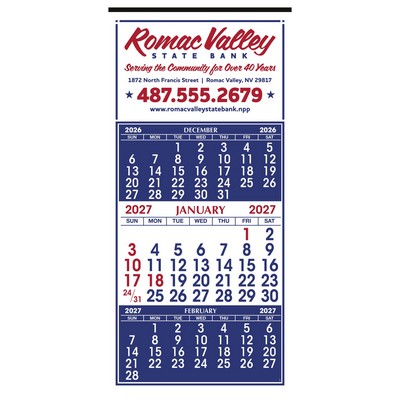 Skinner & Kennedy® 3-Month Display 12-Sheet Calendar