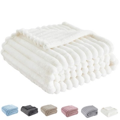 Cozy Flannel Fleece Stripe Patterned Blanket