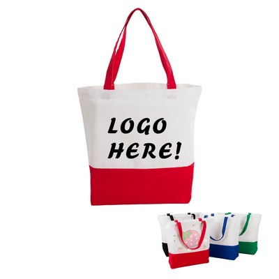 Two-tone Accent Canvas Tote Bag