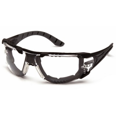 Endeavor Plus Safety Glasses, Black and Gray or Green Foam Padded with Clear Anti-Fog Max Lens