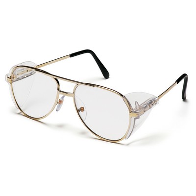Pathfinder Safety Glasses, Gold Metal Frame with Clear Lens
