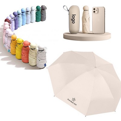 Pongee Fabric Five-Fold Capsule All-Weather Umbrella