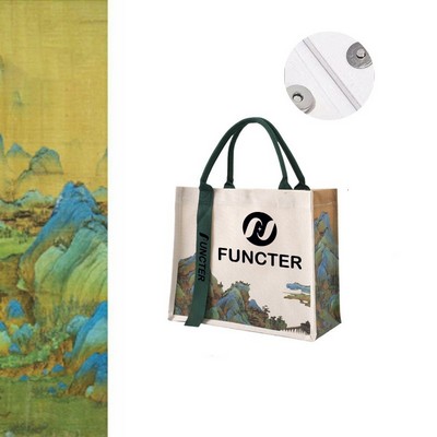 Landscape Canvas Tote Bag W/ Magnetic Closure